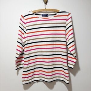 Saint James L’Atelier Breton Stripe Galathee II 3/4 Sleeve Tee Top Size 4 France